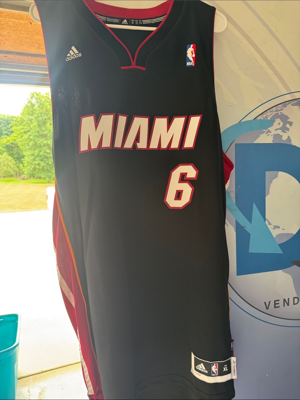 adidas Miami Heat Black Basketball Jersey with Red Trim #6